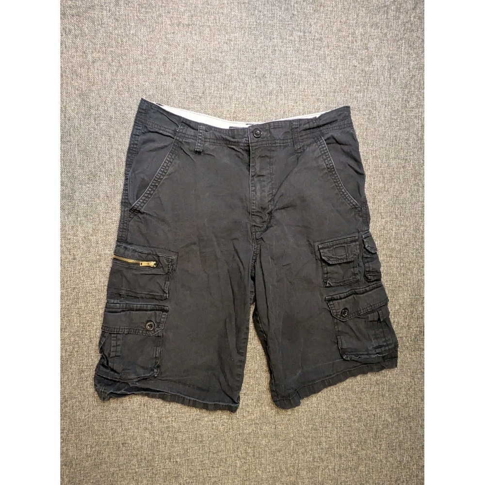 Vintage Airwalk Men's Black Shorts Skater Y2k Size 30 Utility Cargo Zip Pocket